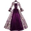 KHIRVWL Abito Medievale da Donna Abito Gotico retrò Abito da Palazzo Abito Victoria con Fiocco Collo Quadrato Abito Maniche Lunghe Abito da Sera per Festa di Carnevale di Halloween Vestiti Cerimonia