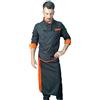 tessile astorino completo, divisa cuoco chef, giacca pantalone e davantino, uniforme Uomo, nero e arancione, Made in Italy (L)