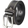 Lindenmann leather belt men, jeans belt men 35 mm wide, belt men jeans XL, full cowhide leather black, Farbe/Color:nero, Size US/EU:Bundweite 125 cm Gesamtlänge 140 cm W 50 XXXL