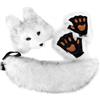 Generico Coda di Volpe in Pelliccia Sintetica Gatto Soffice Lupo Costume da Festa di Halloween Maschera di Peluche Guanti a Zampa per Ragazze Donna Set Cosplay