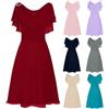 Generic Abiti eleganti da donna per matrimonio, in pizzo, con maniche ad ali, abito da cocktail, abito da sposa, linea A, abito da ballo, abito da cerimonia nuziale, Blu scuro, XXL