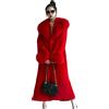Kuteng Cappotti Invernali da Donna con Collo in Pelliccia, Cappotto in Pelliccia Sintetica da Donna Cappotto Lungo Capispalla Caldo, Capispalla Larghi e Casual da Donna,Rosso,XXL