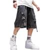 shownicer Pantaloncini di Jeans da Uomo Hip Hop Jeans Corti Pantaloni da Ballo di Strada Skateboard per Ragazzi Adolescenti Cargo Pantaloncini Bermuda Tasche Shorts Y Nero XS