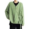 Mymyguoe Cardigan donna cardigan autunno inverno giacca leggera a maniche lunghe con scollo a V con tasche cappotto a maglia elegante maglione invernale cardigan tinta unita, verde chiaro, XXL