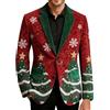 Generico Giacca Natalizia da Uomo Blazer Stampa Albero Natale Cappotto Fiocco di Neve Giubbotto in Pile Giacche Monopetto Felpa Colletto Risvolto Giacca Xmas Divertente Abbigliamento per Tempo Libero