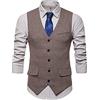 GUOCU Gilet da Uomo Tweed Elegante Gilet da Abito Gilet Formale Matrimonio Gilet Senza Maniche con Scollo a V Casual Panciotto da Cerimonia Slim Fit Blazer Senza Maniche da Lavoro L