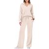 Generic Pigiama Raso Donna Set da Donna Completi da 2 Pezzi 2024 Pigiama a Maniche Lunghe con Bottoni Pantaloni a Gamba Larga Tuta con Tuta Pigiama Natale Coppia Camice da Notte Estive (Beige, M)