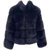 GUOCU Giacca Corto Pelliccia Sintetica Donna,Eleganti Cappotto in Finta Pelliccia di Volpe Caldo Moda Faux Fur Cappotti a Maniche Lunghe Spessa Giubbotto Parka Capispalla Peluche Cardigan D-Blu M