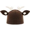 Haoohu Caldo sveglio corna di renna cappello lavorato a maglia uncinetto berretto lavorato a maglia Beanie per adulti, Antlers-marrone, Taglia unica