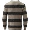 Generisch Maglione da uomo lavorato a maglia, a righe, a contrasto, caldo, casual, a maniche lunghe, in cotone, per il tempo libero, cachi, M
