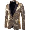 Generic Giacca da Smoking con Paillettes da Uomo, vestibilità Slim, con Un Bottone, Revers a Lancia, Giacca Blazer Taglie Forti, per Ballo di fine Anno, Matrimonio, Cena, Oro, Taglia XL