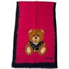 Moschino Sciarpa lana garzata orsetto teddy bordeaux