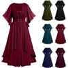 WOXIHUAN Abito Lungo Gotico da Donna Vestito Maniche a Pipistrello Abbigliamento Allacciatura Costume Medievale Corsetti Vintage Abito Halloween Vestiti Rinascimento Costumi per Carnevale Cosplay