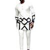 Vhersily Abiti Da Uomo Africani Dashiki Camicia Pantaloni 2 Pezzi Set Oro Ricamo Abiti Cerniera Top Tradizionale Tribale Abbigliamento, Comoda Biancheria Da Notte, Loungewear, Fresche e Traspirant
