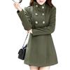 Generic Cappotto da donna doppiopetto con collo alto, alla moda, invernale, con tasche oblique, trench, giacca, verde militare, taglia 3XL