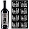 Generic Jefferson amaro imporatnte 700 ml + 8 bicchieri amaro in astuccio nero elegantissimo 'Equilibrio' originali vecchio magazzino doganale