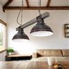 Licht-Erlebnisse Lampada a Sospensione Legno Metallo in Rame Cucina Antica Soggiorno 60 cm lungo E27 Lampada a sospensione rustica a 2 luci vintage per sala da pranzo HAKON