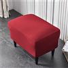 Highdi Copri Pouf Rettangolare Elasticizzato Velluto, Spandex Copertura Dell'Ottomano Moderna Copri Poggiapiedi Poltrona per Soggiorno, Morbido Lavabile Fodere per Sgabello (rosso bordeaux,1 Pezzi)