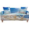 FANSU Copridivani Elastici 1 2 3 4 Posti, Copridivano con Stampa Mare 3D, Universale Copridivani con Braccioli Divano Protector, Poliestere Copri Divano (Conchiglia,1 Posto(90-140cm))