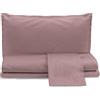 zer0bed, Set Lenzuola Matrimoniali in Raso Di Cotone in Tinta Unita, Rosa Antico, 100% Raso di Cotone, Lenzuolo Sopra, Lenzuolo Con Angoli, Coppia Federe 4 Volani