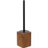 Inbagno Porta Scopino Bagno In Poliresina Effetto Legno Della Linea Radici, L 9,5 x P 9,5 x H 40Cm, Con Scopettino WC Dotato Di Setole Nere Igieniche E Paraspruzzi