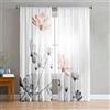 Odot Tende Soggiorno Semi Trasparenti, Stile Floreale Stampa 3D Tenda Voile con Tasca per Asta 2 Pannelli Filtranti Finestra Moderna per Camera da Letto Cucina (Fiore rosa,140x244cm)