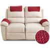 FANSU Copribraccioli Fodera Per Bracciolo del Divano, Fodera Per Poggiatesta Per Sedia Reclinabile, Fodera Per Poltrona Impermeabile con Tasche, 2 Posto Copripoltrona Relax (2 Posto,Rosso)