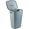 Curver Softex - Cesto portabiancheria da 56 l, design elegante, leggero, impilabile e pratico, 70% riciclato, 59 x 43 x 34 cm, colore: blu