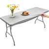 Morbuy Tovaglia Rettangolare con Bordo Elastico, Copritavolo Rettangolare con Elastico Tovaglie Esterno Antimacchia per Giardino, Picnic e Feste (153x76cm,Grigio)