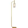 HOMCOM Lampada da Terra Moderna con Paralume in Vetro, Lampada a Piantana con Interruttore a Pedale per Lampadine E27 LED, per Soggiorno, Camera da Letto e Ufficio, 153cm, Oro