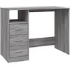 vidaXL Scrivania Cassetti Grigio Sonoma 102x50x76 cm Legno Multistrato