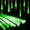 HULX Luci della Pioggia di Meteoriti del LED, 30cm 10 Tubi 360LED luci della Stringa Solare Luci da Pioggia Cadenti Impermeabili con 8 Modalità (Verde)