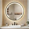 COSTWAY Specchio da Bagno LED Rotondo da 60 Cm, Specchio da Toeletta con Cornice in Alluminio, Funzione Antifog, 3 Colori di Luce e Luminosità Regolabile, Specchio Smart da Montare a Parete
