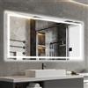 Ratsamee 60x100cm Specchio Bagno con Luce, 3 Colori Dimmerabili, Antiappannamento, Memoria, Touch Control, Montaggio a Parete - Specchio Trucco con Illuminazione