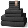 NatureMark set asciugamani 8 pezzi 100% cotone - 4 asciugamani ospite, 2 viso, 2 teli doccia, set bagno, Nero - 30x50, 50x100, 70x140 cm
