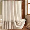 Carttiya Tenda da Doccia in Lino Beige 180x200 cm - Impermeabile, Antimuffa e Antibatterica, Tessuto Pesante 180GSM con Orlo Zavorrato, Lavabile Tenda da doccia, con 12 Ganci per Bagno