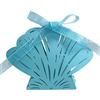 GIVBRO Scatola per Caramelle a Forma di Conchiglia, Scatola per Bomboniere, Scatola per Biscotti con Nastri per Compleanno, Forniture per Feste a Casa Blu, 50 Pezzi