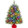 Yaheetech Mini Albero di Natale Artificiale con 50 Luci Piccolo da Tavolo con Base Portatile in Miniatura Realistico Ornamenti per Casa Ufficio Interno (Verde con Luci, 91 cm)