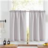 TOPICK Tende da bistrot porta finestra balcone stile country roulotte, 2 pezzi 70x90(LxA) cm Grigio Chiaro, corte Filtro della luce