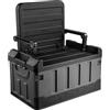 Hocamel 2 in 1, contenitore pieghevole per auto, 60 litri, sedia di regolazione, custodia pieghevole, organizer, sedile della sedia con capacità di 200 kg, contenitore per bagagliaio, colore nero