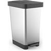 TATAY Pattumiera Smart, 25L di Capacita, Pedale Retrattile, Polipropilene, senza BPA, Sacco della Spazzatura da 30 litri, Grigio Metallizzato, Misure 26 x 36 x 47cm