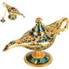 BuyWeek Lampada Magica Aladdin 12 × 4,5 × 6,5 cm, Metallo Bordo Oro Blu | Lampada di aladino in metallo con rilievi vintage, lampada aladdin, aladdin magic genie per casa, feste e collezione