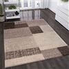 VIMODA - Tappeto a pelo corto, motivo piastrelle, facile da lavare, colore: marrone e beige 200x290 cm