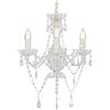 vidaXL Lampadario con Perle di Cristallo Rotondo 3 Lampadine E14 Lampada Soffitto Luce Pendente Base in Metallo Bianco Gocce Acrilico Trasparente