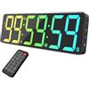 VOCOO Grande timer da parete digitale da 39,8 cm con conto alla rovescia 99H, conto alla rovescia, orologio e telecomando, orologio da parete RGB 18 colori per ufficio, decorazione domestica, cucina