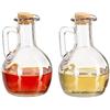 Relaxdays 4x Porta Olio e Aceto, Set Doppio, 2 Bottiglie in Vetro con Tappo in Sughero, Condimenti, 180 ml una, trasparente
