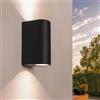 Ledvion - Lampada da Parete LED Douglas, 3W, 2700K, Nera, Incl. 2x GU10 Up&Down, IP54