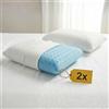 cuscini fiber - Coppia Cuscini Memory Foam Forato Traspirante e Fresco Alto 13cm, Cuscini Letto Matrimoniale con Fodera Silver Sicura per la Pelle, Guanciale Letto Antiacaro Anallergico Made in Italy