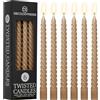 DECO EXPRESS Candele Lunghe Spirale, Set da 6 Candele Antigoccia Contorte, Lunga Durata, Non Profumato per Decorazione Casa, San Valentino, Festa della Mamma (Non Metallico Marrone, Set da 6)
