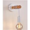 Chao Zan Lampada da parete retrò in metallo e legno, lampadina E27 non inclusa, applique vintage, design industriale, ideale per ambienti rustici e moderni,lampada a muro Bianco